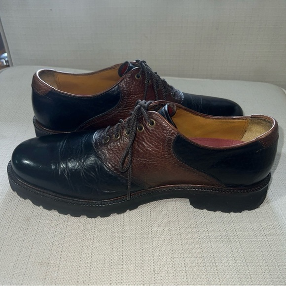 H.S. Trask Mens Leather Saddle Oxford Shoe Lace Up Two Tone 30-0121 Size 8.5M - Picture 7 of 11